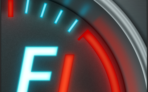 stilisierter Tacho mit den Buchstaben F und L für fahren lernen!